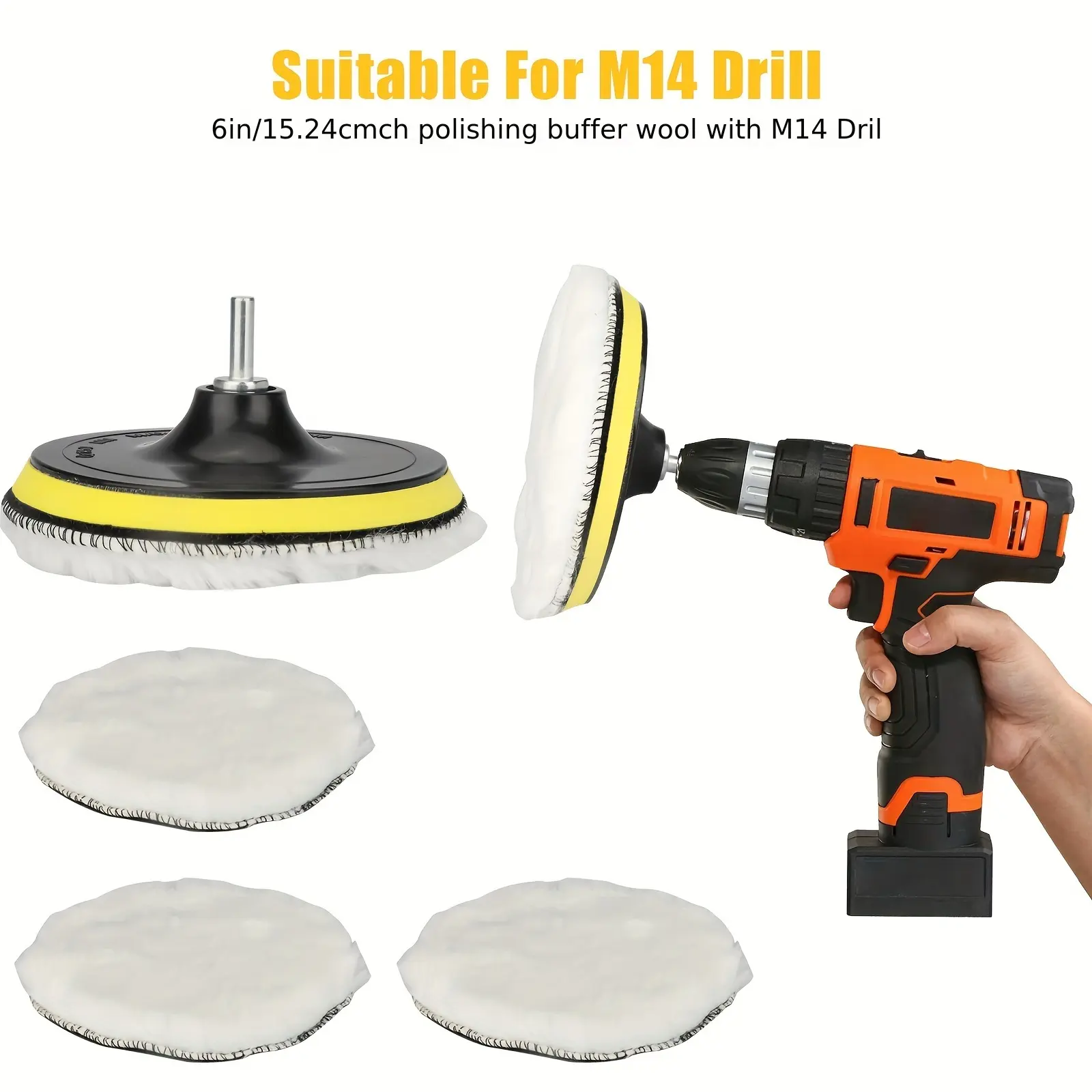 5pcs M14 Car Buffing Wheel Pad Set, 5inch Polishing Kit for Auto Paint Care & Detailing