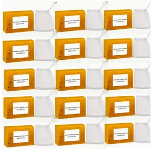 Lemon Turmeric & Kojic Acid Soap Bar, Summer Acne Face & Body Wash for Men & Women, Daily Skincare Cleanser Sets with Soap Saver Bags, Christmas Gift