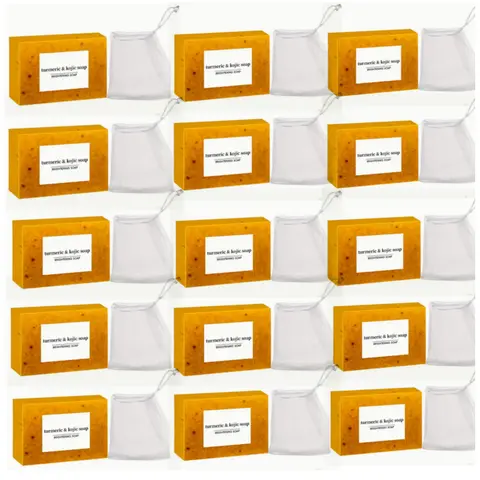 Lemon Turmeric & Kojic Acid Foaming Cleansing Soap Bar - Restore, Exfoliate & Boost Radiance, Acne-Fighting Daily Face & Body Wash for Men & Women with Soap Saver Bags, Christmas Gift