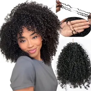 ISEE HAIR Crochet Hair Afro Curly Human Hair Extensions Miracle Knots Pre-Separated 50g/Pack (32-38 Strands Per Pack）– Knotless Boho Braids, 4-5 Packs for Full Head, Protective Hairstyles For Black Women Vacation Hair #Summervibes#ISEECrochetNewArrivals