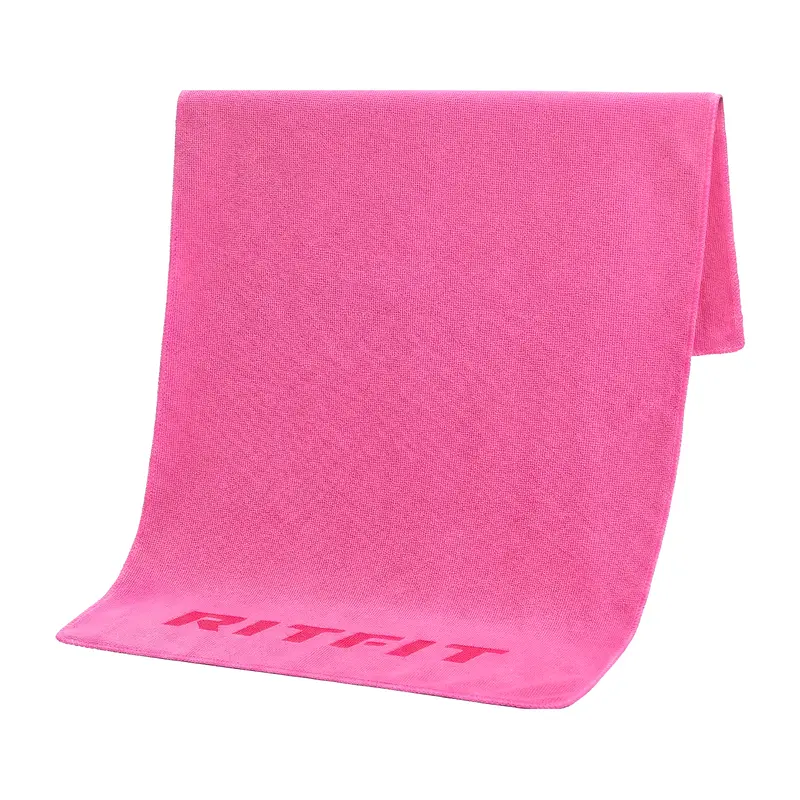 RITFIT Unisex Rectangle Quick Drying Towel - 80x40cm Solid Colors Soft Polyester Microfiber, Water Absorbent Workout Towel for Gym Training, Pink/Gray
