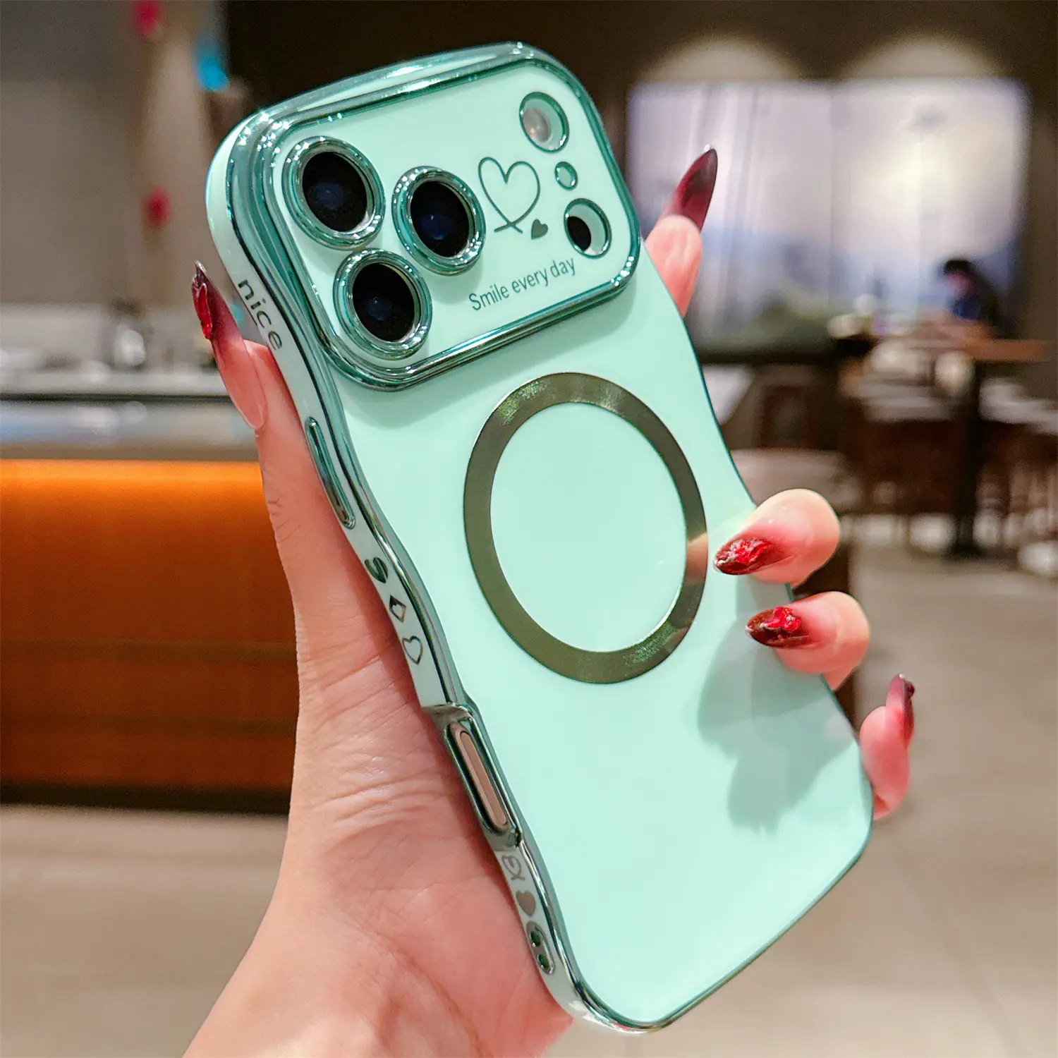 Cute Wavy Edge MagSafe Magnetic Phone Case for iPhone 17 16 15 14 13 12 11 Pro Max, Shockproof Soft TPU Protective Cover, Aesthetic Pastel Phone Case for Women Girls