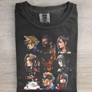 Vintage FF7 G-Bike Shirt, Retro RPG Gamer T-Shirt, Motorcycle Chase Portrait Graphic Tee, Fantasy Gaming Aesthetic Shirt, Classic JRPG Inspired Tee