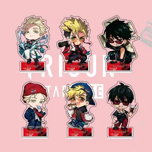 Vash the Stampede Wolfwood Acrylic Stand & Keychain, Trigun Stargaze Chibi Anime Figure Standee, Desktop Ornament,New Collection