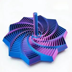 3D Printed Star Spiral Fidget Spinner, Blue-Purple Gradient! Hypnotic Visual Effect, Smooth ASMR Spin, Ultimate Stress Relief Fidget Toy For Kids & Adults. Durable PLA Material, Perfect For Anxiety, ADHD, Desk Fidget & Gift.