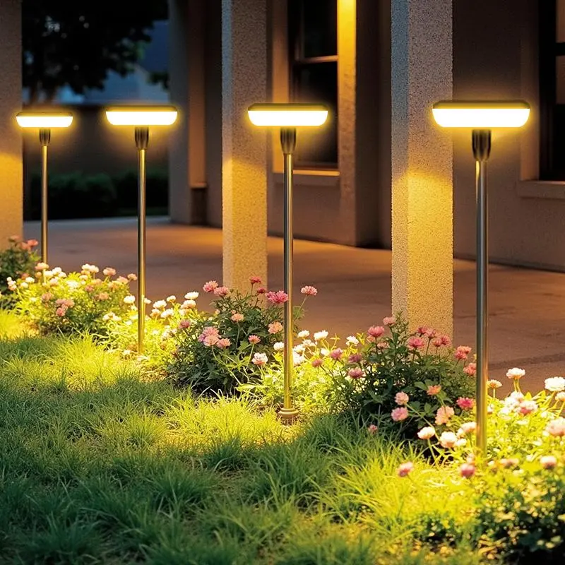 4pcs Solar LED Ground Plug Pathway Lights - 1000mAh Battery, IP65 Waterproof, Easy Installation, Energy-Saving Outdoor Lighting for Courtyard, Lawn Decoration