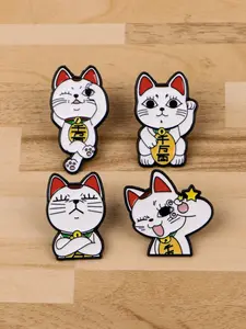 4pcs/set Anime Cartoon Cat Badges, Drop Set Pins, Unique Pins for Men Women Daily Clothing Backpack Decoration, Perfect Gift for Family Friends