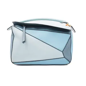 Pre-owned Loewe Leather Top Handle Bags Puzzle Bag Colorblock Blue JM PT061