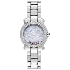 Chopard Happy Sport 30mm Stainless Steel with Floral MOP Dial & Aftermarket Diamond Bezel (Ref. 278509) WHT030414