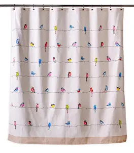 Maison d' Hermine Shower Curtain 100% Cotton One Panel 70"x72" Washable Fabric Shower Curtains for Bathroom, Easy Hanging with 12 Button Holes - Home Hotel Spa Easter Gifts