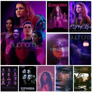 Euphoria TV Show Poster Self-Adhesive Waterproof Art Sticker, Aesthetic Minimalist Wall Poster for Coffee Shop, Bar & Home Room Decor