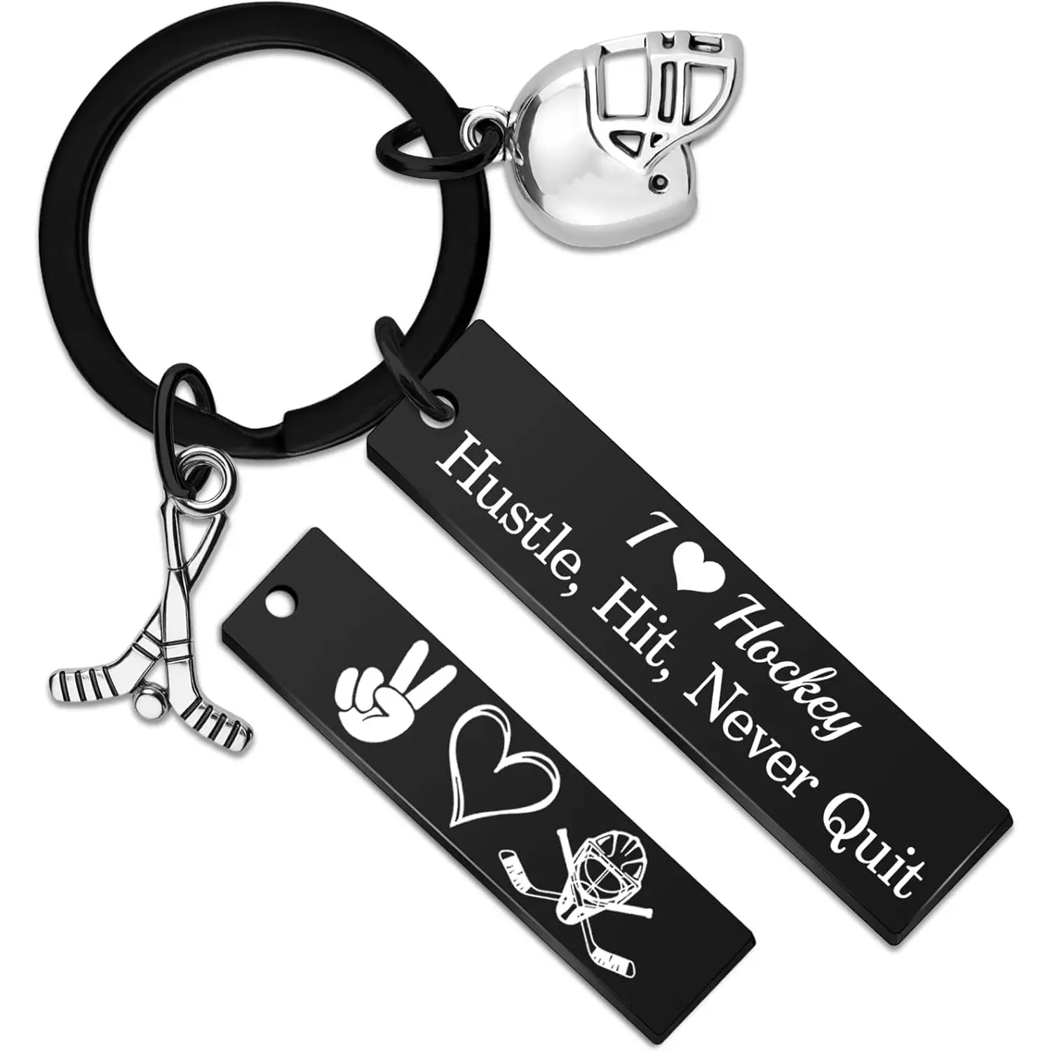 Hockey Gifts for Boys 8-12 Cool Hockey Gifts for Players Men Keychain Accessories Team Players Coach Birthday Christmas Stocking Stuffers, Double-sided Printing, 1 Piece