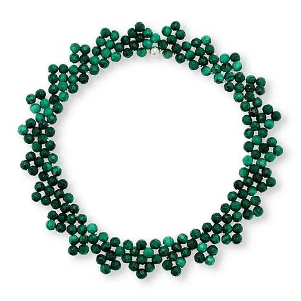 Mine Finds by Jay King Green Malachite Bead Woven Stretch Bracelet