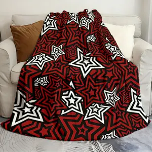 Retro Blanket Persona 5 Menu UI Red Stars Spring and Autumn Quilts Great for bedroom beds sofas picnics and travel throws Flannel Cozy Blanket Soft Warm Blanket
