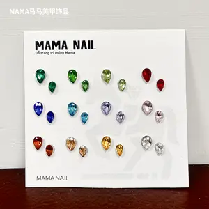 MM&BAUBLE 24-Grid Glass "Money Flower" Teardrop Gems – Sparkling Faceted Crystal Rhinestones for Nail Art, Tumblers & DIY Luxury Deco