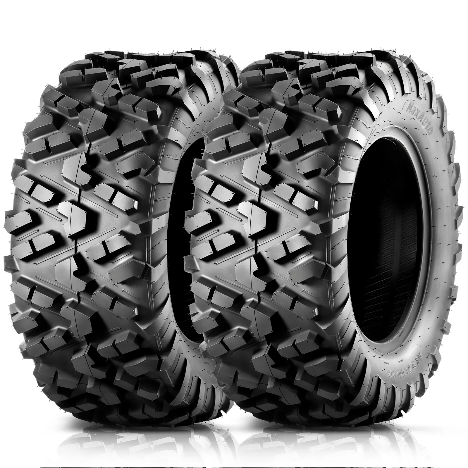 MAXAUTO 27x11-14 Sport ATV/UTV Tires, Durable 6-Ply Tubeless Rear Tires with 20mm Aggressive Tread for Mud & Sand Off-Road, Set of 2, Durability