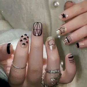 New European and American trendy wearable nail patches, popular red style for hot girls, high-end fake nail stickers Q26LongCoffinFrenchTipSoftGelPressOnNailswithGlueforWomenLightweightReusableFakeNailsSummerBeachHolidayBohoLongCoffinFrenchTipSoftGelPress