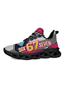 Six67seven Print Sneakers, Trainer, Casual Rubber Sole, Breathable Fabric Upper, Abstract Graffiti Style, Ideal for Young Trendsetters