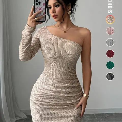 Elegant Strapless Sequined Bodycon Dress for Party, Cute Festival, All-Season Wear, Perfect for Daily and Bridesmaid Dresses
