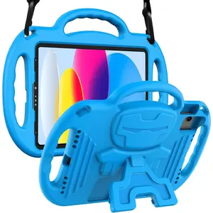 Z-PCS21  Kids Case for iPad A16 11th Generation (11-inch,2025)/ 10th Generation (10.9 Inch,2022)/ Air 5th/ 4th Gen 10.9” with Shoulder Strap, Shockproof Lightweight Handle Stand Child Bumper Case, Blue Computer Covers