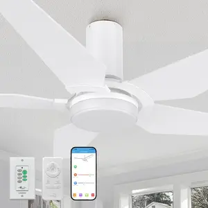 Voyager Ⅱ Outdoor Flush Mount Smart Ceiling Fan with Led light remote 48 inch