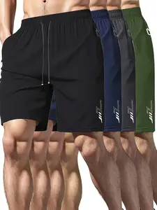 Men's Quick-Dry Gym Shorts Set, Breathable Polyester Fabric, Adjustable Waistband, Zipper Pockets, Ideal for Running & Gym Training