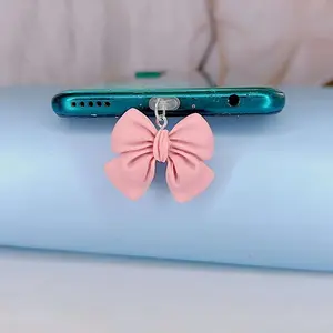 Cute Bowknot Design Phone Dust Plug, 1 Count Creative Design Phone Charging Port Cover, Phone Accessories Compatible with iPhone & Android, Phone Charms, Phone Decoration, Cell Phone Charm