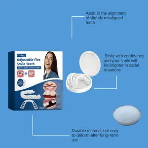 Oralhoe Adjustable Snap-on Dentures Realistic Silicone Teeth Temporary Repair Orthodontic Care for Gaps Misalignment Easy to Use Durable Material