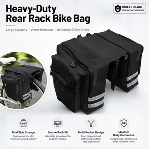Heavy-duty bicycle rear rack bag, Bike accessories - Large-capacity bicycle tail bag with adjustable shoulder straps, cycling commuting bag suitable for mountain biking, traveling, and motorcycles - Optional colors: black, blue