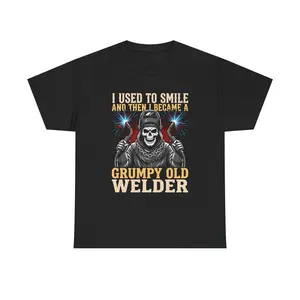Grumpy Old Welder Skull Tee | I Used to Smile Welding Design