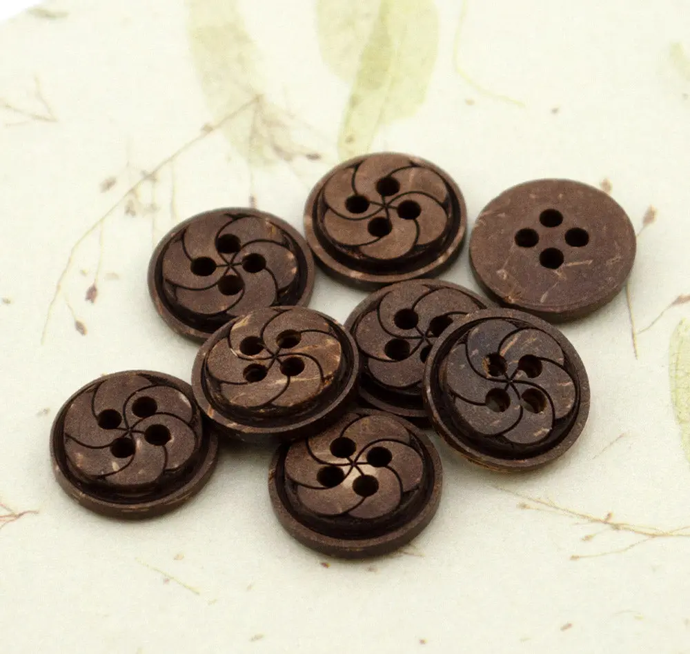 Midnight Blossom Coconut Wood Buttons