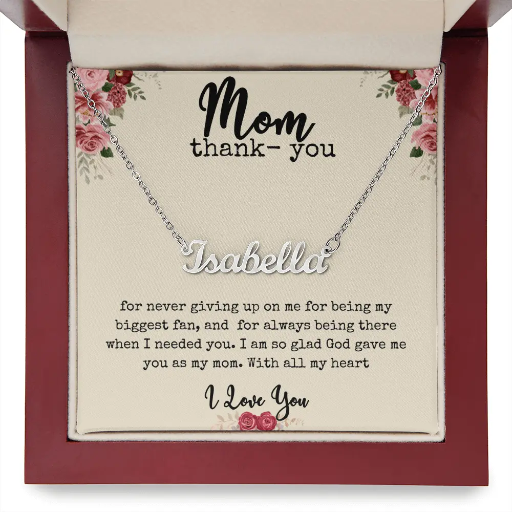 Mom Gift – Personalized Name Necklace, Customized Jewelry with Engraved Name Pendant, Meaningful Birthday or Mother’s Day Gift
