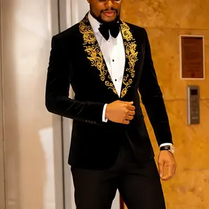 Men's Floral Embroidered Slim Fit One Button Suit Jacket Blazer Peak Lapel For Party Wedding Banquet Prom