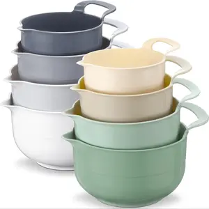 Mixing Bowl Set, 1 Box Non-slip Salad Bowl with Pouring Spout & Handle, Fruit & Vegetable Salad Bowl, Egg Mixing Bowl, Noodle Bowl