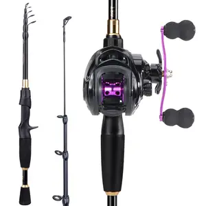Sougayilang Fishing Rod and Reel Combo Telescopic Spincast Rod with  Baitcasting Reel Combos Fishing Rods Kit,Easy to carry, suitable for travel Outdoor fishing supplies, fishing equipment