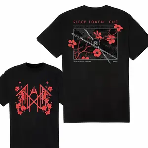 FEEGO Sleep Token One Album T-Shirt, Premium Cotton, Red Floral Logo  for Fans graphic tee