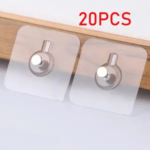 10/20PCS Strong Adhesive Hooks Clear Picture Frame Poster No Drilling Wall Hooks Cabinet Kitchen Bathroom Accessories Screw Hook