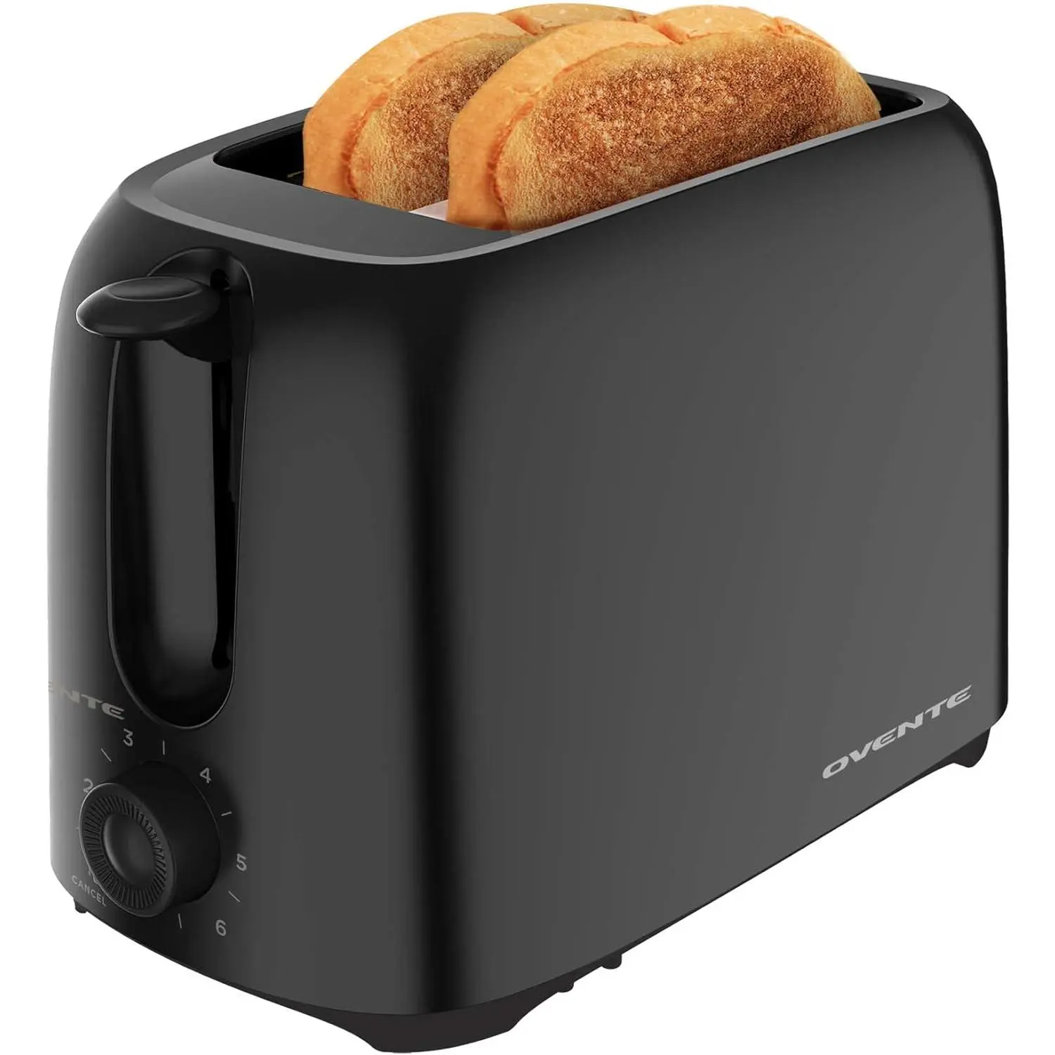 Electric 2 Slice Toaster Machine with 6-Shade Browning Selector Setting, Compact Design and Removable Crumb Tray, 700W Power Perfect for Toasting Bread, Thin Bagels and Waffles, Black TP2210B