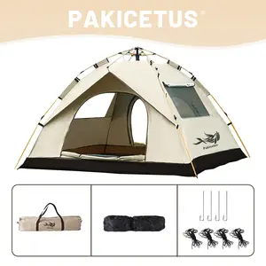 [Fast shipping]PAKICETUS Gold Outdoor Shelter Automatic Pop-Up Tent, Sunshade, Portable Camping Tent for Travel, Beach, Fishing, 2-3/3-4 Person Waterproof Sun & Rain Protection