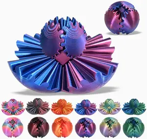 3D Printed Gear Ball Sphere Fidget Toy for ADHD, Anxiety, Stress Relief, Desk Toy for Adults and Kids, Spinning Gear Sphere Cube Sensory Toy for Focus, Relaxation, Office, School, Travel