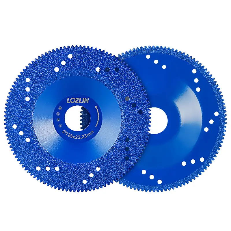 LOZLIN 2PCS 5" (125mm) Diamond Grinding Wheels - Brazed Cup Blades for Quartz, Marble & Tile Edges - Dry Cutting & Chamfering Discs for Angle Grinders