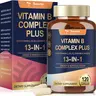 Totaria 13-in-1 Vitamin B Complex Plus with Vitamin B1, B2, B3 (Niacinamide), B4, B5, B6, B7 (Biotin), B8 (Inositol), B9 (Folate), B12, C, D3, K2 - Energy, Nerve, Immune, Skin Support - 120 Vegan Capsules Healthcare Supplement Dietary Edible
