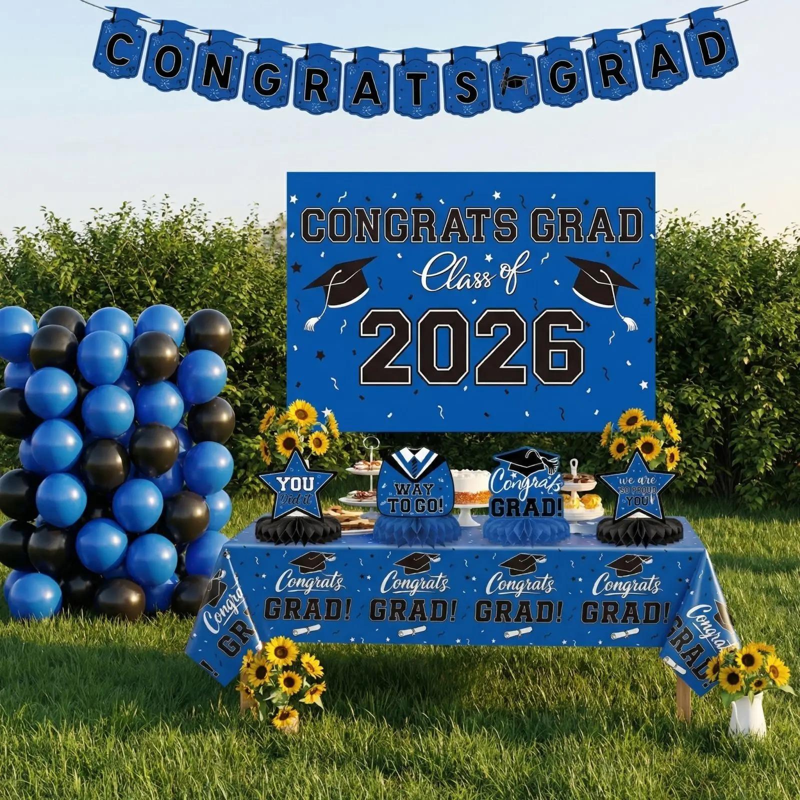 2026 Graduation Decoration in Multiple Colors and Styles, Congratulations to Graduates of Any School or Grade, Porch Banner Party Balloons Tablecloth, 2026 Graduation Party Decoration