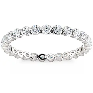 3/4 Ct Diamond Single Prong Eternity Ring Wedding Stackable Band White Gold