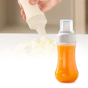 Transparent Squeeze Bottle with 5-Hole Nozzle & Measurement Marks, 350ml Reusable Condiment Dispenser for Ketchup, Mustard, Salad Dressing, Oil & Vinegar mini box