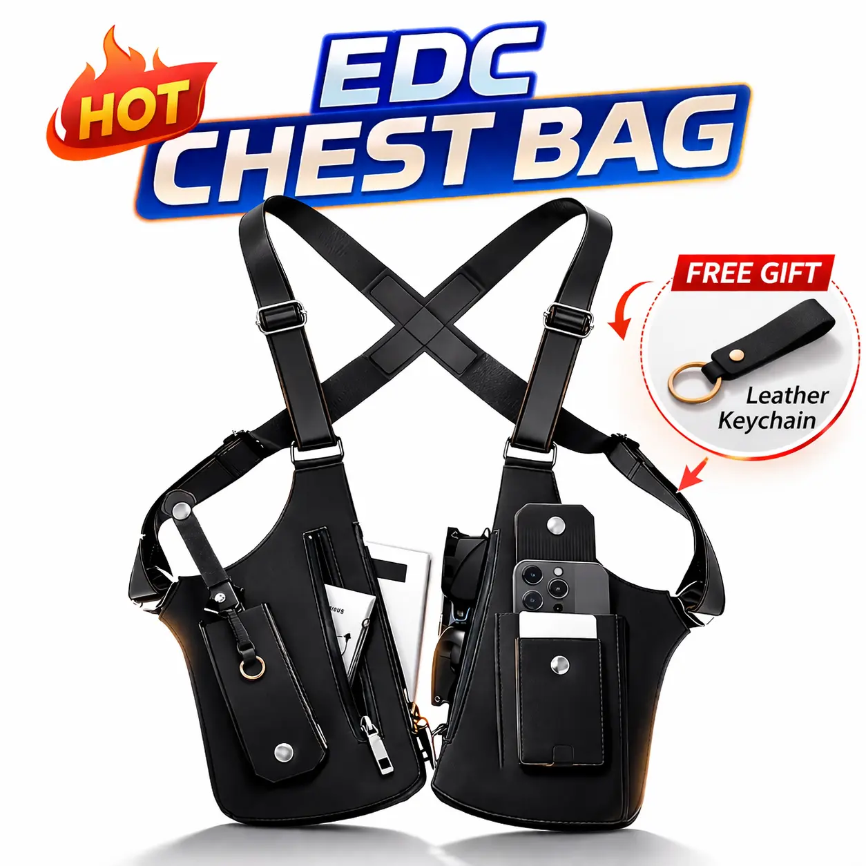 Men's Vintage Tactical Vest Running Chest Bag - Lightweight Multifunctional Chest Bag for Outdoor Hiking, Sports & Outdoor Leisure Accessory, Father's Day Gifts, Men's Accessories, Mens Gifts, Tactical Accessories