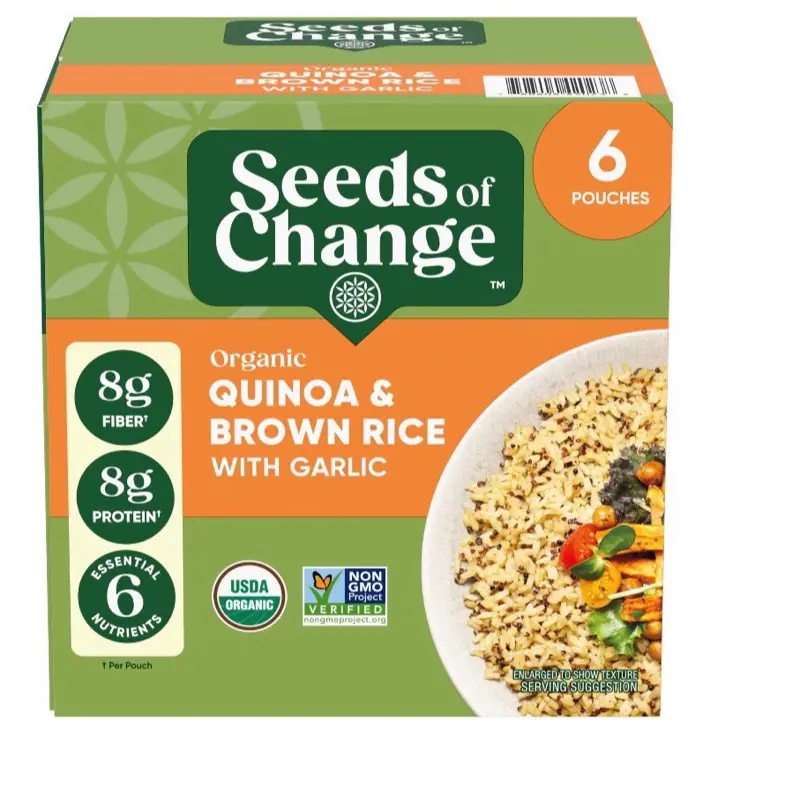 Seeds of Change Certified Organic Quinoa & Brown Rice Grain with Garlic, 8.5 Oz, 6-Pack