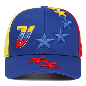 Venezuela Flag Embroidered Baseball Cap Outdoor High-Quality Duckbill Cap Casual Outdoor Five-Pointed Star Hat anniversary baseball cap