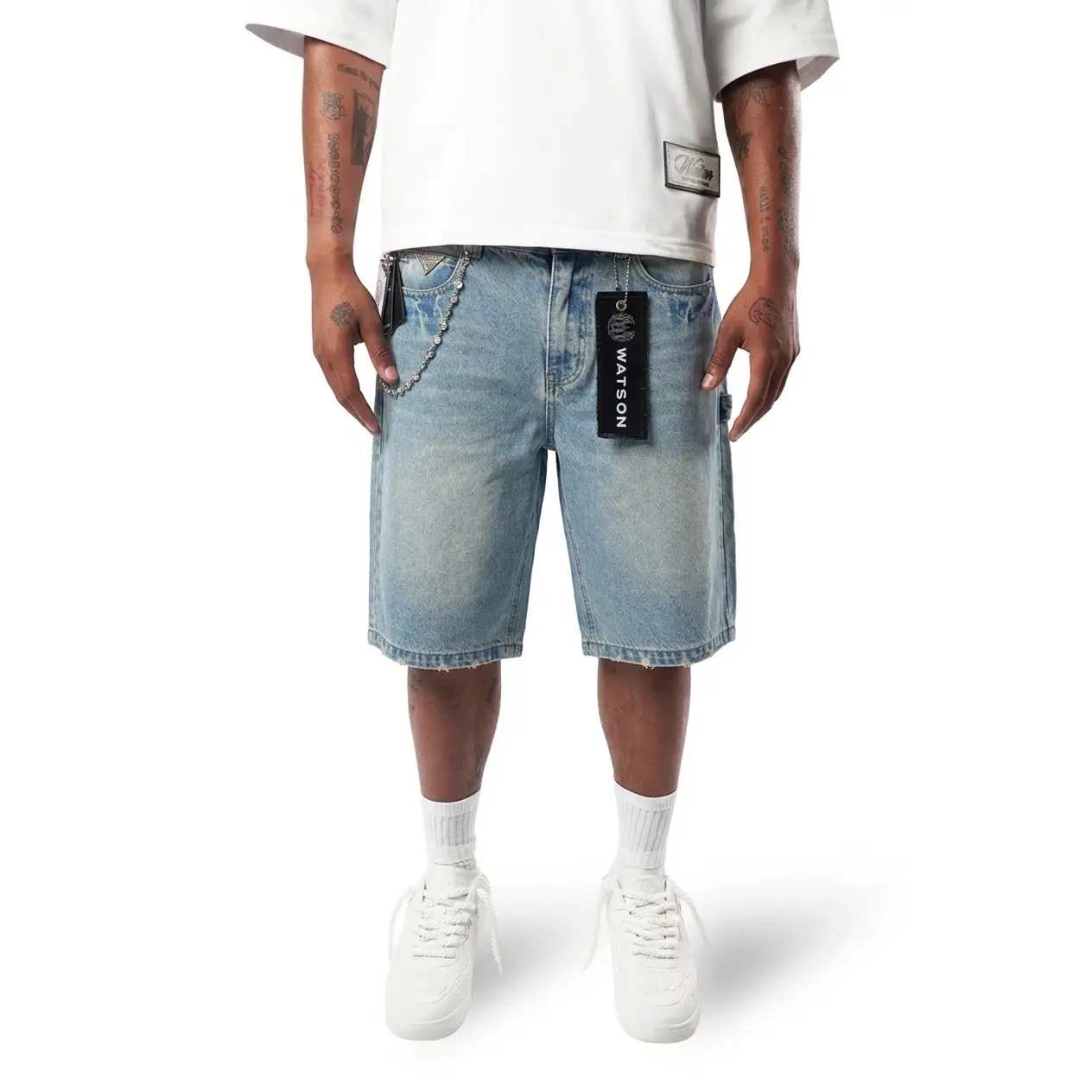 WATSON LIGHT BLUE WASH DENIM SHORTS