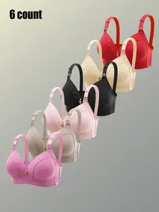 Women's Solid Color Underwire Bra, Breathable Comfortable Push Up Bra, Soft Lingerie for All Seasons, Underwear, Shapewear Bra